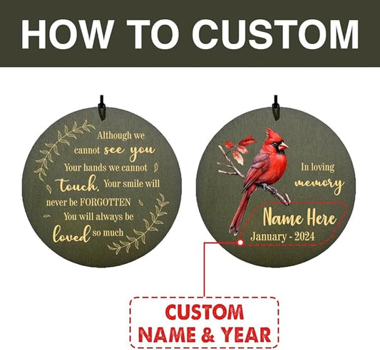 36inch Memorial Wind Chimes, Personalized Wind Chimes, Memorial Gifts, in Loving Memory for Loss of Loved Dad/Mom, Wind Chime Cardinal for Condolences/Funeral Outside (Produced in USA)
