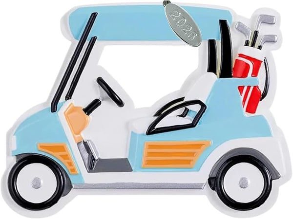 Golf Cart Christmas Ornament with 2026 Hangtag, Cute Blue Golf Cart, Comes in Gift Box - Cool Golf Gifts for Men Golfers, Perfect Dad Gift