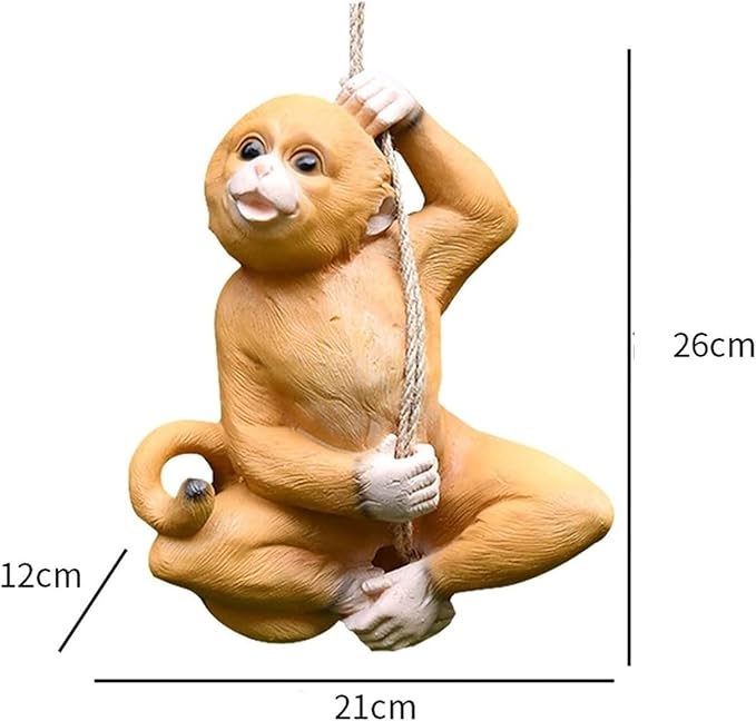 Cute Statues Garden Sculpture Outdoors Climbing Monkey Tree Hanging Backyard Decor(B)