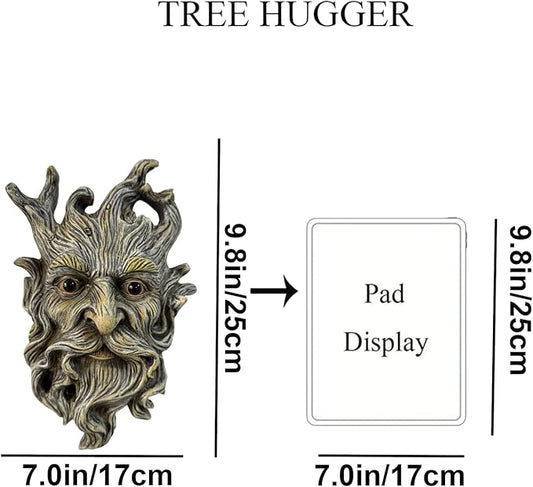 Whimsical Tree Face Garden Statues Outdoor Decor – Funny Old Man Tree Hugger Wall Sculpture with Mustache, Fairy Art Fence Hanging Resin Ornament, Outdoor Wall Mounted Sculpture for Patio Lawn & Home