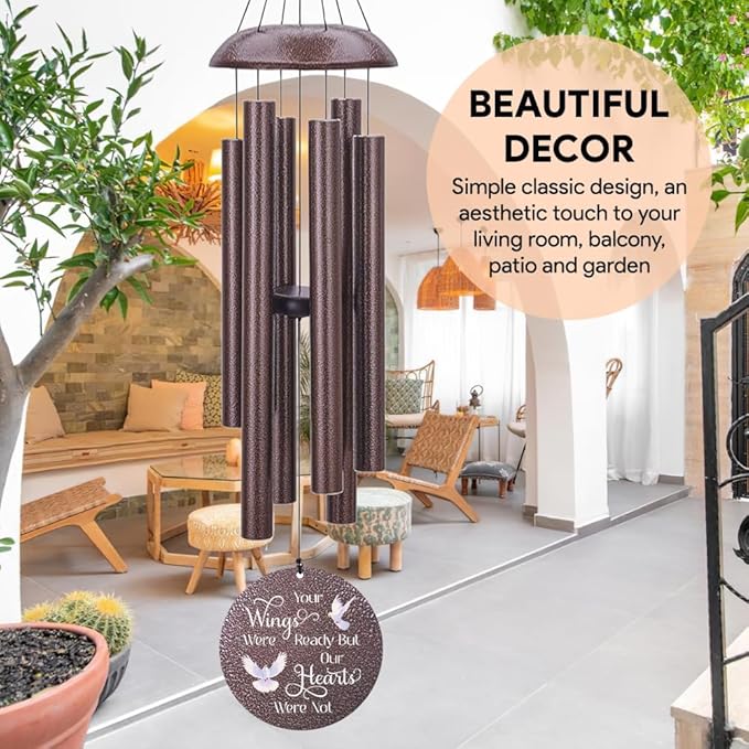 Sympathy Wind Chimes Personalized, Love Doves Wind Chimes for Loss of Loved Dad/Mom, Memorial Gifts Wind Chime, in Loving Memory, Garden Outdoor Decor 36inch (Produced in USA)
