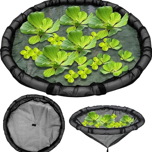Floating Flora Fish Barrier,Floating Island Planter for Ponds,Plant Protector Fine Mesh Floating Pond Corral with Lifting Ring,Black Round Floating Plant Ring Corral,Water Features Pond Decoration
