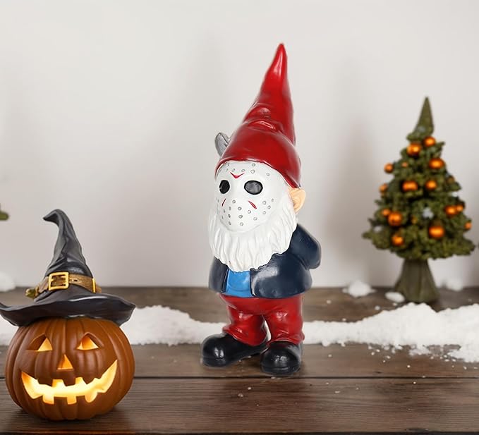 Garden Gnome Statue, Gothic Decor, Horror Gnomes Spooky Collectible for Halloween Outdoor Decorations