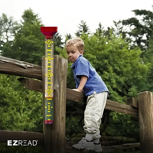 Headwind EZRead 21” Giant Professional Outdoor rain Gauge, USA Made Heavy Duty All Weather Freeze Proof Stake or mountable with Float, Red (820-1002RED)