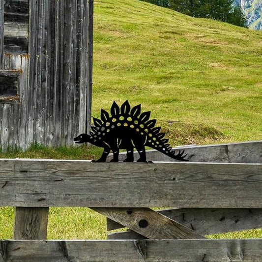WADORN Stegosaurus Decorative Silhouette Garden Stakes, Metal Dinosaurs Theme Stakes Statues Ornaments Lovers Gifts Yard Art Black Silhouette Yard Outside Decor for Backyard Patio, 6.5x11Inch