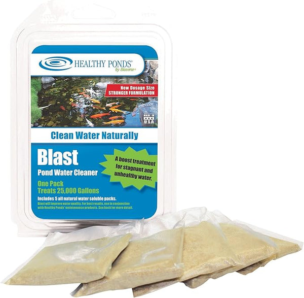 Healthy Ponds Blast Pond Water Cleaner, 5 Water Soluble Packets; Each Packet Treats up to 25,000 Gallons