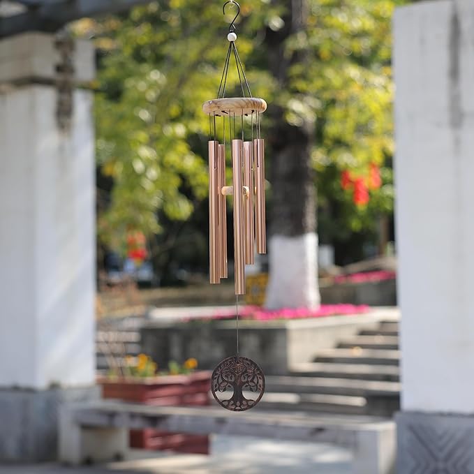 Deep Tone Wind Chimes for Outdoor - Handcrafted Copper Pipe Wind Chime with Tree of Life Pendant, Melodic Garden & Patio Decor (Ideal Gift for Mother, Grandmother, Housewarming) (Style 2)