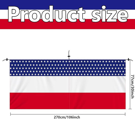 Wehhbtye 2PCS Patriotic Bunting Decorations-8.9x2.5 Feet 4th of july Outdoor Hanging Banner Flag,American Stars and Stripes Independence Day Flag for Memorial Day Porch Labor Day Yard Outside Party