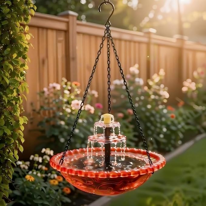 Solar Bird Bath Fountains & Bird Bath Solar Fountain for Bird Bath, Solar Powered Water Fountain Pump for Outdoor Garden Yard Patio Pond Pool Decoration(Pink)