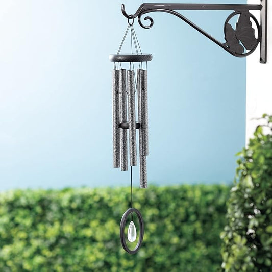 Woodstock Chimes Signature Collection, Chimes of Crystal Silence Small (21'') Antique Silver Wind Chimes for Outdoor, Patio, Home or Garden Decor (SMCAS)