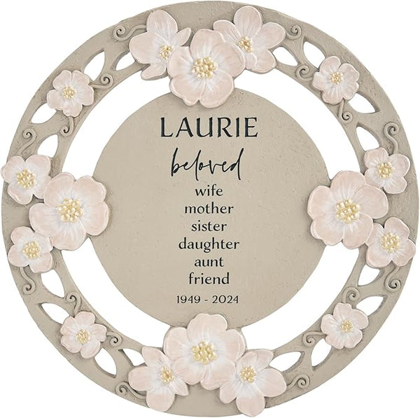Let's Make Memories Personalized Memorial Garden Stone - Loved by All - Floral - Sympathy