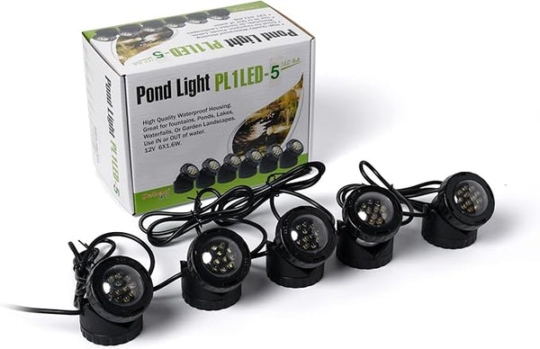 Jebao Submersible LED Pond Light with Photcell Sensor, Set of 5