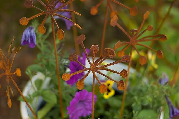 Rusty Metal Flowers, Garden Art, 9-Piece Set, Flower Sculpture, Wedding Table Arrangement, Yard Artwork