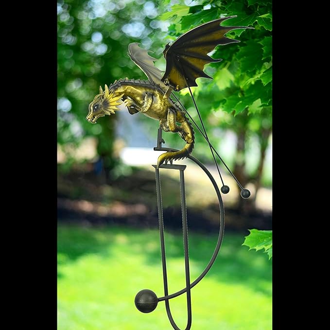 Red Carpet Studios Garden Stake Metal Rocker Gardening Yard Art, 51.25" Tall, Dragon