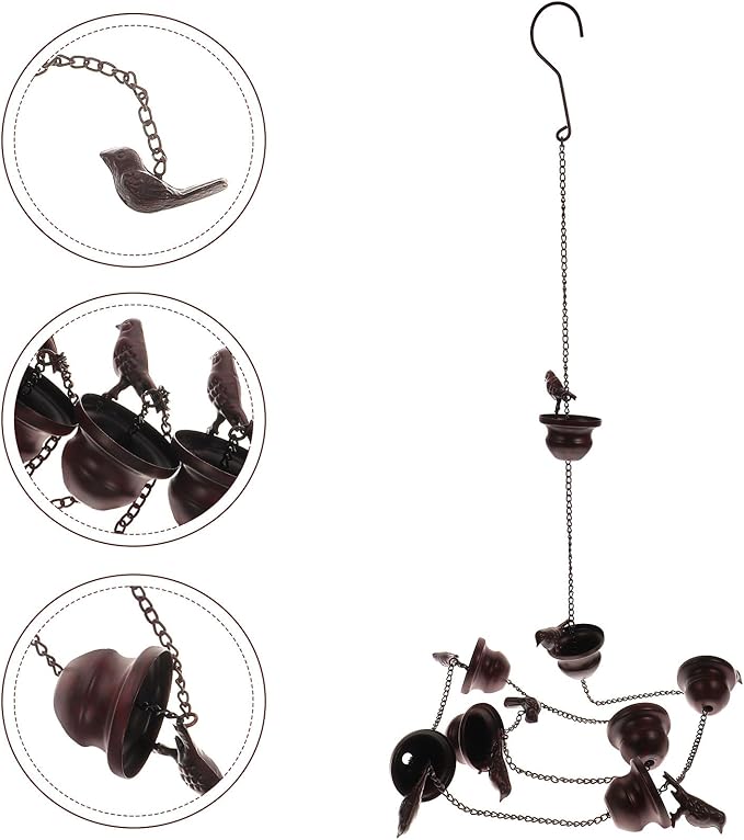 BESTonZON Metal Rain Chain for Garden and Porch, Decorative Outdoor Rainwater Diverter with Cups, 2.4m Vintage Copper Finish, Reusable Gutter Drainage Solution for Yard and Roof