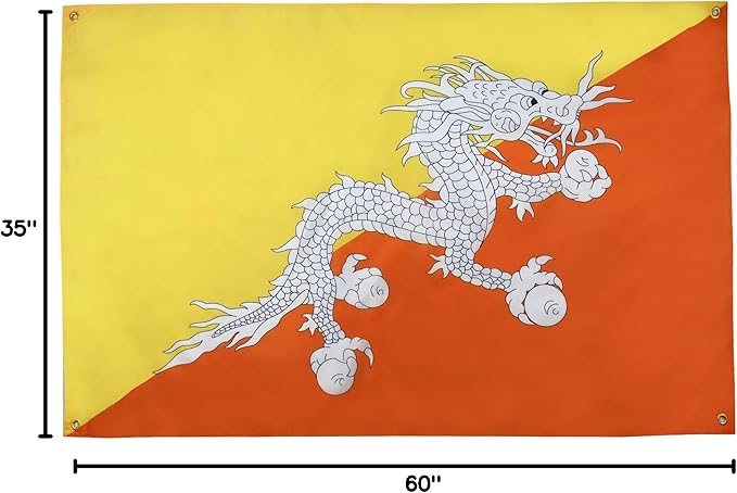 AZ FLAG Bhutan Flag 150 x 90 cm with 4 Eyelets for Balcony or Wall