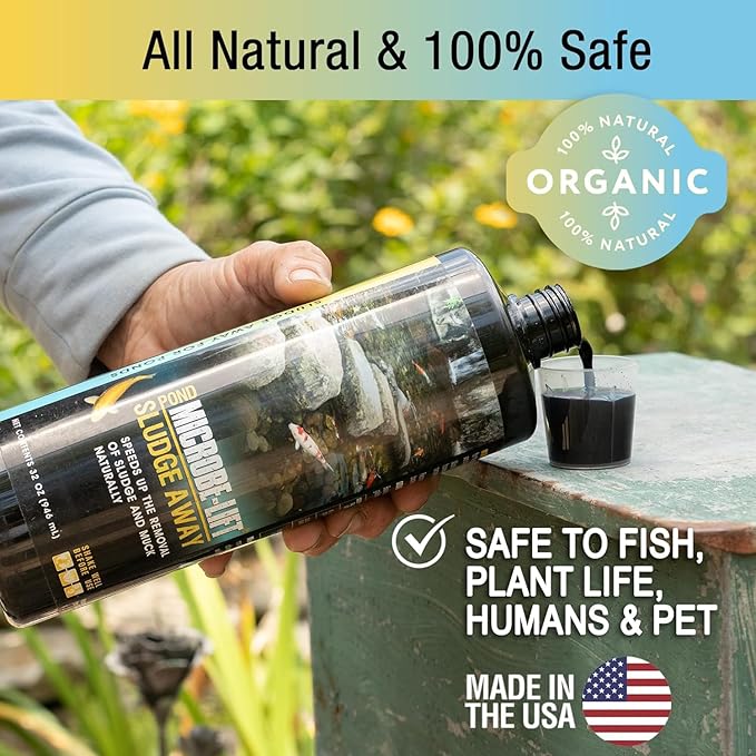 MICROBE-LIFT MLXSA5G Sludge-Away Pond and Outdoor Water Garden Sludge Remover, Safe for Live Koi Fish, Plant Life, and Décor, 5 Gallons