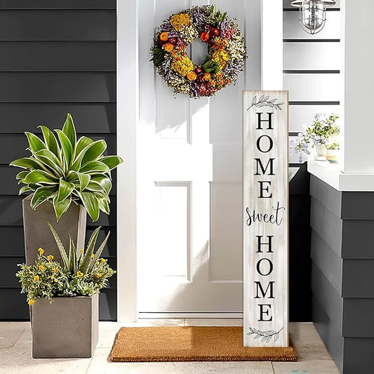 Home Sweet Home Porch Sign Wooden Welcome Sign Vertical Hanging Signs For Standing Front Porch Standing Farmhouse Porch Signs Outdoor Tall Sign Decorations Outdoor Welcome Signs for Porch 47.2H