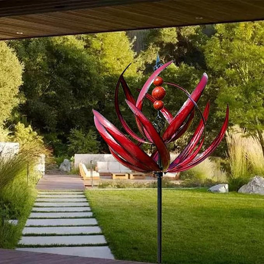 Large Outdoor Metal Wind Spinners,Garden Metal Wind Sculpture,Wind Spinners for Yard Garden,Unique and Magical Metals Windmill Outdoor Wind Spinner,360° Swivel Wind Sculpture Yard Art,Durable (red)