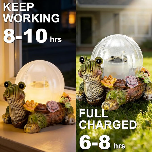 Mini Solar Turtle Statue Lights for Garden Decor with LED Outdoor Figurine Lighting Resin Succulent Tortoise Decorations for Patio Lawn Yard Home Valentine Mom Wowen Gifts
