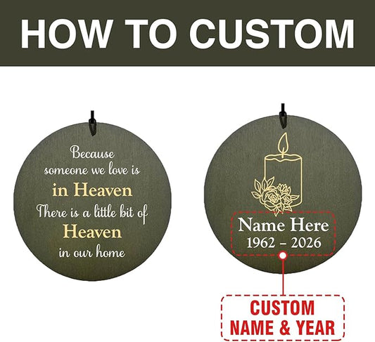 Personalized Wind Chimes 36inch, in Loving Memory of Sympathy Wind Chimes, Candle Design Memorial Wind Chime, Loss of Loved Dad/Mom Outdoor, Listen to the Wind (Produced in USA)