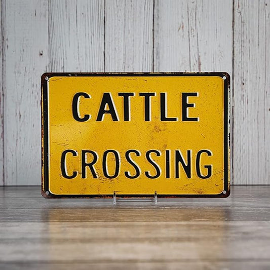 Cattle Crossing Sign Vintage Retro Decor Cow Ranch Signs Decorations Farm Animal Gift 8x12 Metal 108120067031