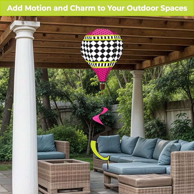 Briarwood Lane Neon Checkerboard Hot Air Balloon Spinner