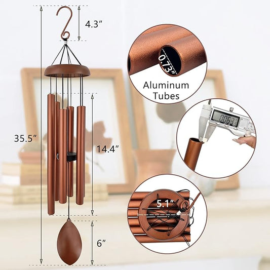 ASTARIN Wind Chimes for Outside Deep Tone,36 Inch Windchime Outdoors,Chimes for Outdoors,Sympathy Wind Chimes Memorial for Mom Dad,Red Copper