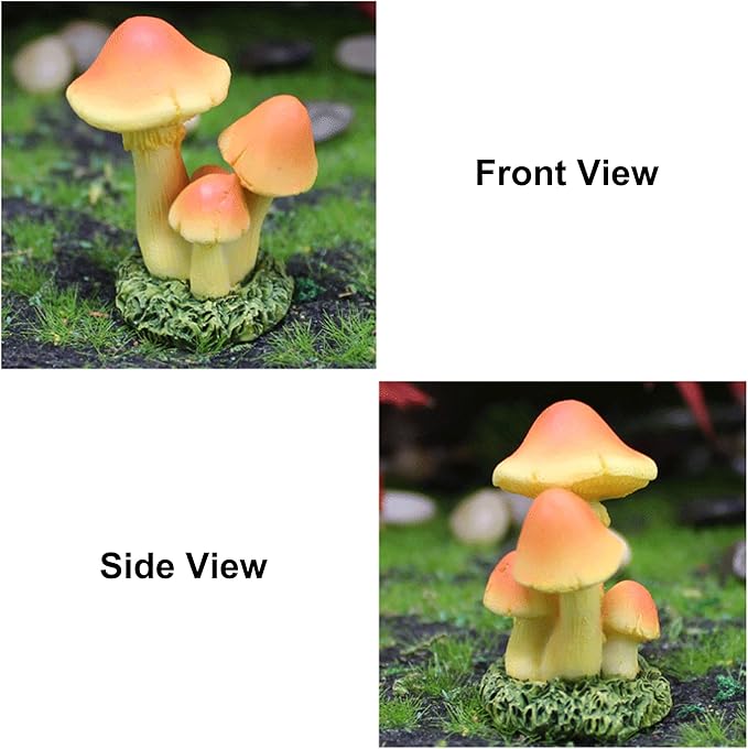 DIYOMR 6Pcs Mushroom Figurines, Resin Mushrooms Statues Craft Fairy Garden Accessories Indoor Outdoor Decor for Home DIY/Windowsill/Tabletop/Garden/Micro Landscape Decor/Bonsai Ornaments