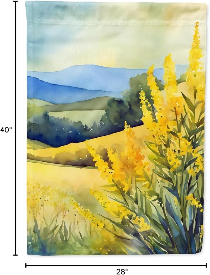 Caroline's Treasures Kentucky Goldenrod in Watercolor House Flag Large Porch Sleeve Pole Decorative Outside Yard Banner Artwork Wall Hanging, Polyester, House Size, Multicolor