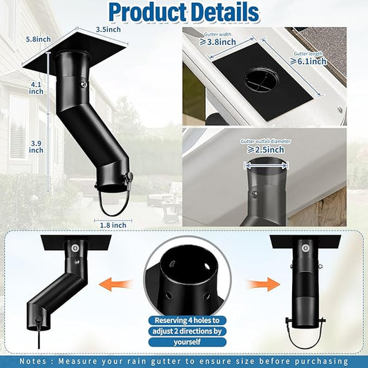 Tfro & Cile Rain Chain Gutter Adapter Black Installation Suit for Gutter Downspout Outlet