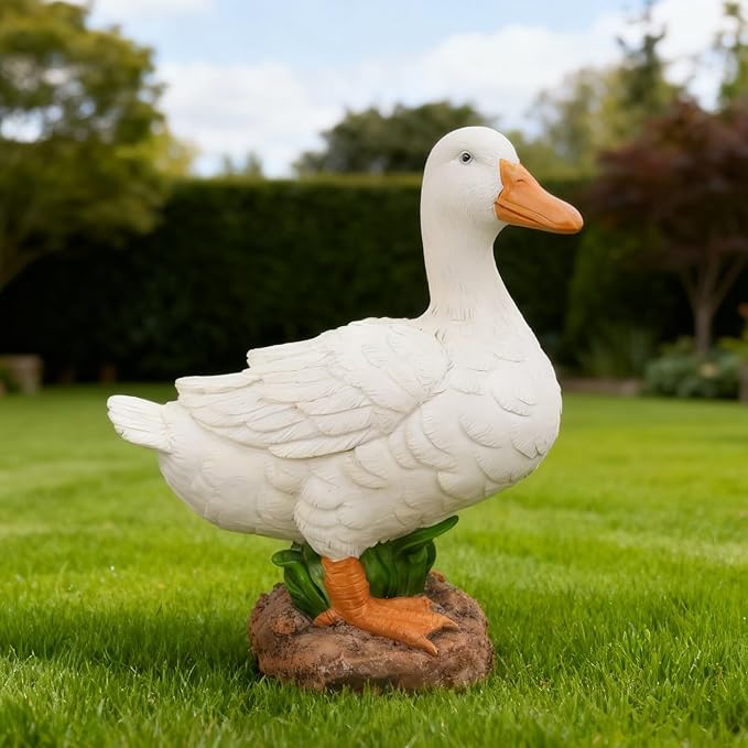 Porch Duck Statue Outdoor Decor,5.6''(H) White Duck Garden Sculptures for Yard Lawn,Resin Animal Figurines Home Patio Art Decorations