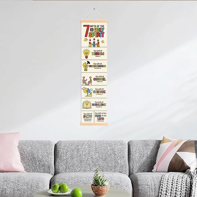 Gifts of the Holy Spirit Banner, Church Banner, Christian Rustic Hanging Door Flag, Farmhouse Decorations Outdoor Indoor, Church Activity Decor, Bible Lesson, Scripture and Words Decorations