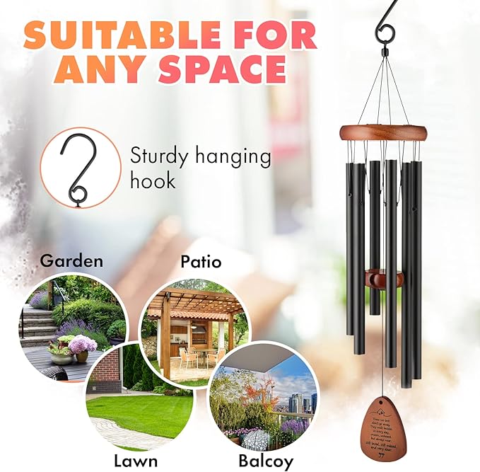 Sympathy Wind Chimes - Memorial Chimes for Loss of Loved One, Condolence Remembrance Gift in Memory of Mother Father, 32 Inch