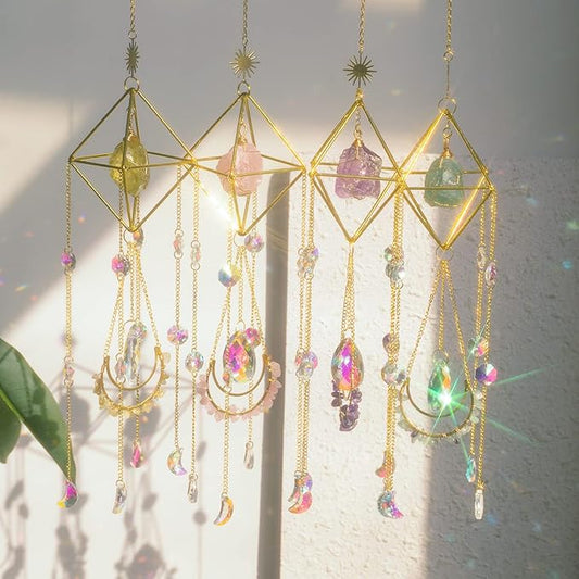 Crystal Suncatcher Lapis Lazuli, Blue Sun Catcher Hanging Decor, Valentine's Day Gift, Blue Lazurite Crystal Window Hanging, Gemstone Prism, Boho Chic Decor, Raw Natural Stone (Lazurite)
