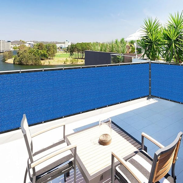 Houssity Blue 3' x 21' Balcony Deck Fence Privacy Screen Cover Panel Shade Cloth Fabric for Chain Link Fence Patio Pool Railing Driveway Walkway Porch Playground Dog Kennel Residence Commercial Use