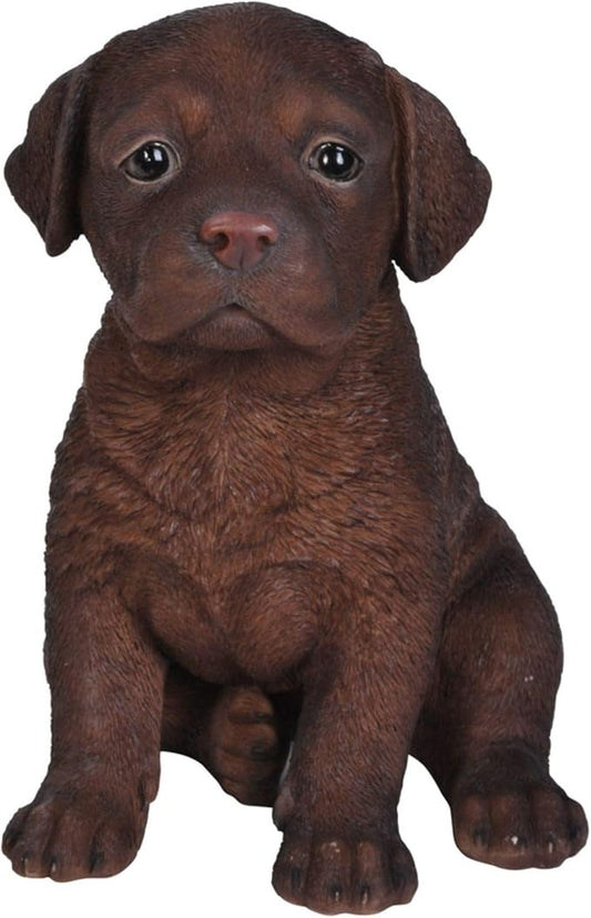 HI-LINE Sitting Labrador Puppy Outdoor Garden Statue - 6.5" - Brown