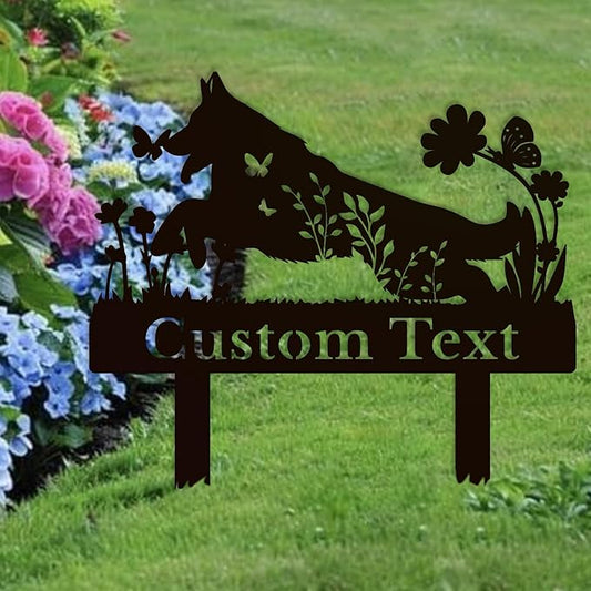 Personalized Metal Custom Garden Sculptures Statues, Yard Art,Shed, Flowerbed Decoration, Outdoor Decor, Animal Stake Pack, Cat Kitty Rabbit Bunny Dog Puppy Flower Metal Signs (Dog A)