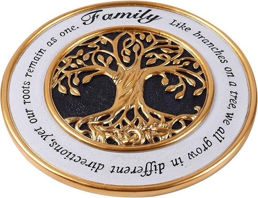 Youdear Memorials 10 Inch Family Tree Garden Decorative Stones, Stepping Stones for Outdoors and Indoors, Garden Décor