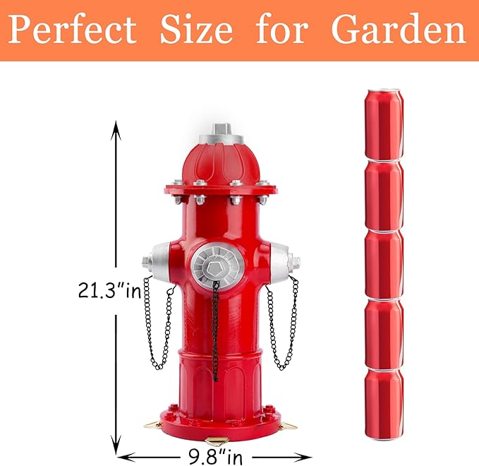Realistic Resin Fire Hydrant Statue for Potty Training Dogs - Dog Fire Hydrant Pee Post, Weather-Resistant Garden Decor,Outdoor Garden & Lawn Ornament (Suitable for Any Size Dogs;21In)