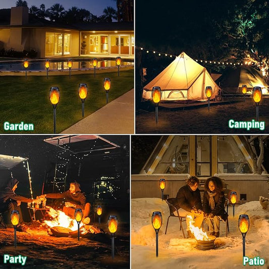 IkeeRuic Solar Flame Torch Lights for Outdoor Decoration, 12Pack Outdoor Lights Solar Powered Waterproof, LED Torches for Outside Decor, Luces Solares Outdoor Decorations for Yard Patio Garden Art