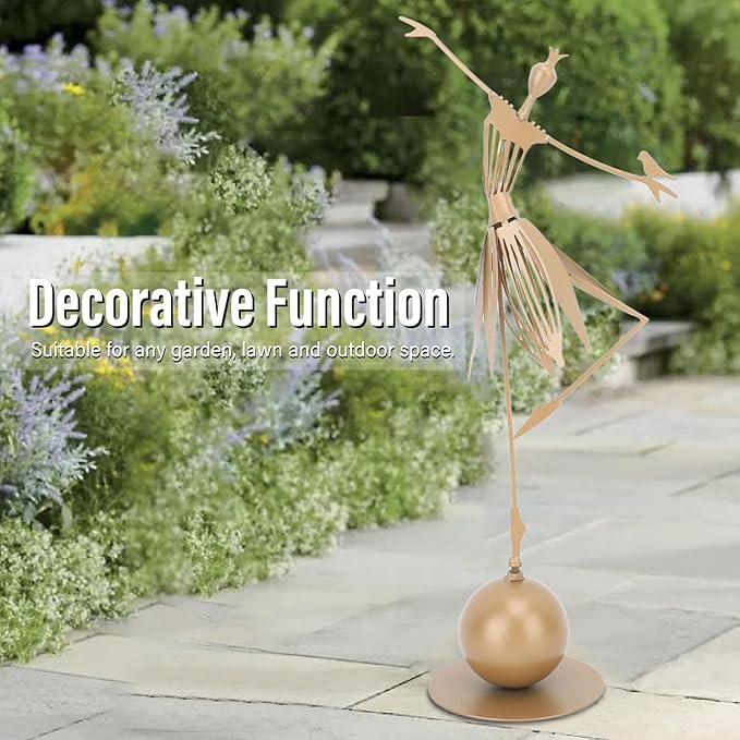 Garden Metal Decoration Weatherproof Outdoor Metal Statue for Farmhouse Pathway Lawn Dancing Girl Garden Ornamental for Lawn Bookshelf Terrace
