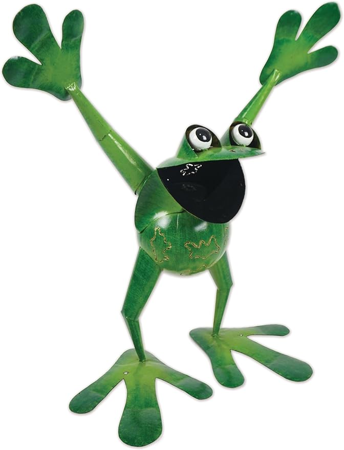 Sunset Vista Designs Outdoor Yard Decor - Green Metal Frog Garden Sculpture, 37" Tall, Standing Bubba