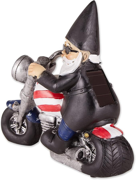 Accent Plus Biker Gnome Solar Statue 8x3.25x7.5