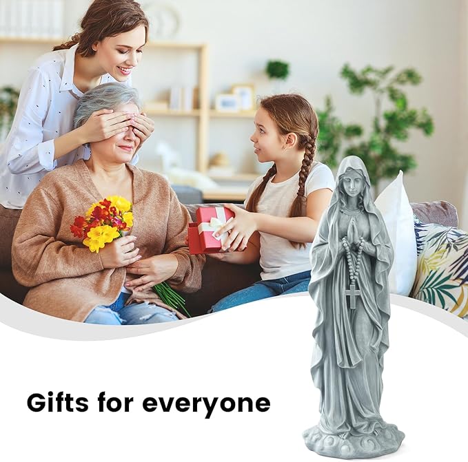 VChymm Virgin Mary Praying Statue 31.49 Inch Tall Outdoor Garden Religious Garden Outdoor Yard Patio Deck Home Entryway Hallway Sculpture Magnesium Oxide Stone (Grey Virgin)