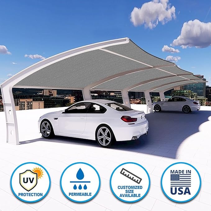 Houssity Zip Cable Ties and Grey 3' x 99' Balcony Deck Fence Privacy Screen Cover Panel Shade Cloth Fabric for Chain Link Fence Patio Pool Railing Porch Playground Dog Kennel Residence Commercial Use