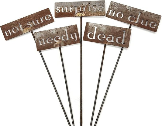 Classic Metal Garden Markers 19 Inches Tall (Bulk Discount Five Markers, Naturally Rusted)