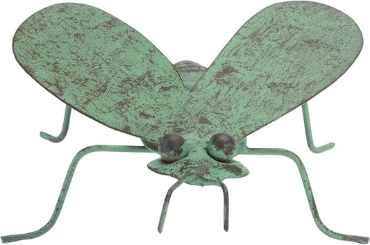 Melrose International Metal Bee Decor Set of 2 - Rustic Copper Garden Bumble Bee Iron Accents - Green
