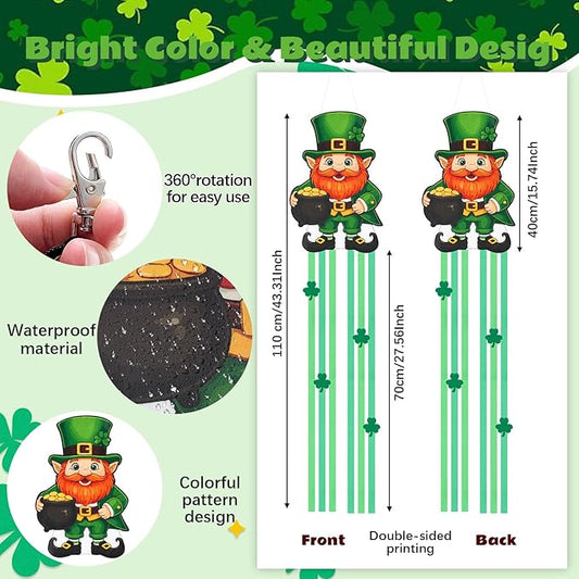 Soulchen St. Patrick's Day Leprechaun Windsock for Outside 40'' Windsocks for St. Patrick's Day Decorations Hanging Leprechaun for Farmhouse Garden Home Yard Decor