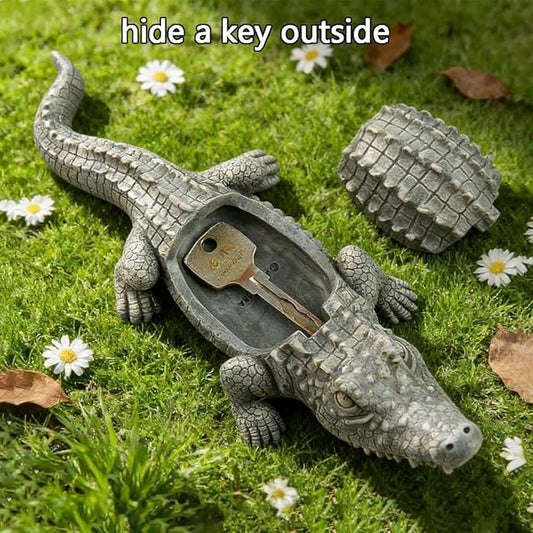 Hide A Key Outside Crocodile Key Hiders, Animal Spare Key Hider Hidden Key Holder Small Alligator Statue for Garden Outdoor Indoor or Yard